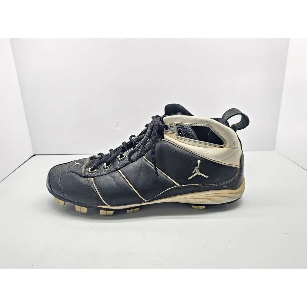 Vintage Air Jordan Jeter Molded Cleats Shoes Black & White 2005 Size 12‎